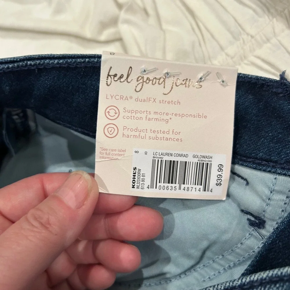 LC Lauren Conrad High-Rise Skinny Jeans Goldwash Dark Blue Size 8‎ NWT